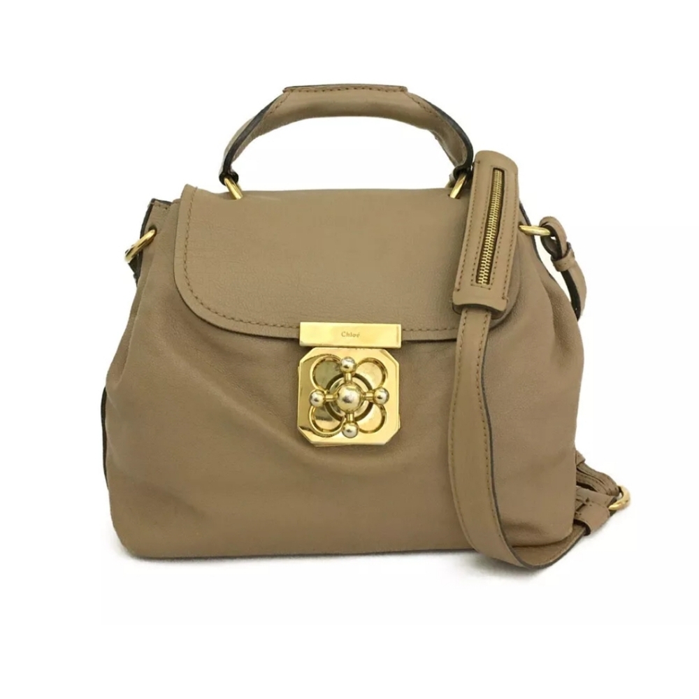Beige Chloe Elsie Turn-Lock 2-Way Bag with COA